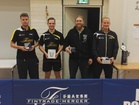 Miesten kaksinpelin mitalistit. Jyri Pulkkinen, Petter Punnonen, Iivari Hartikainen, Aleksi Hyttinen. KuPTS x 4.