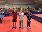 Elmeri Räsänen (keskellä) luokkavoittajana PT Espoon GP-kilpailun junioriluokassa. Vasemmalla Arto Ojanen, POR-83 (II) ja Elmerin oikealla puolella Kamilla Kadar, MBF (III)